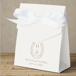 Horseshoe Western Country Brown Monogram Wedding Favor Box