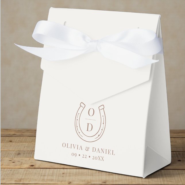 Horseshoe Western Country Brown Monogram Wedding Favor Box (Creator Uploaded)