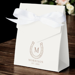 Horseshoe Western Country Brown Monogram Wedding Favor Box