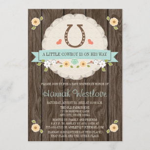 HORSESHOE WESTERN GARN BABY SHOWER INVITATION