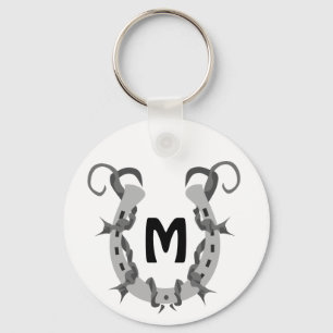 Horseshoe Wrapped in Barbed Wire Monogram Keychain