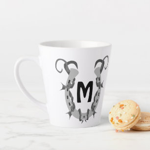 Horseshoe Wrapped in Barbed Wire Monogram Latte Mug