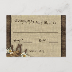 Horseshoes and Daisies Rustic Burlap Response