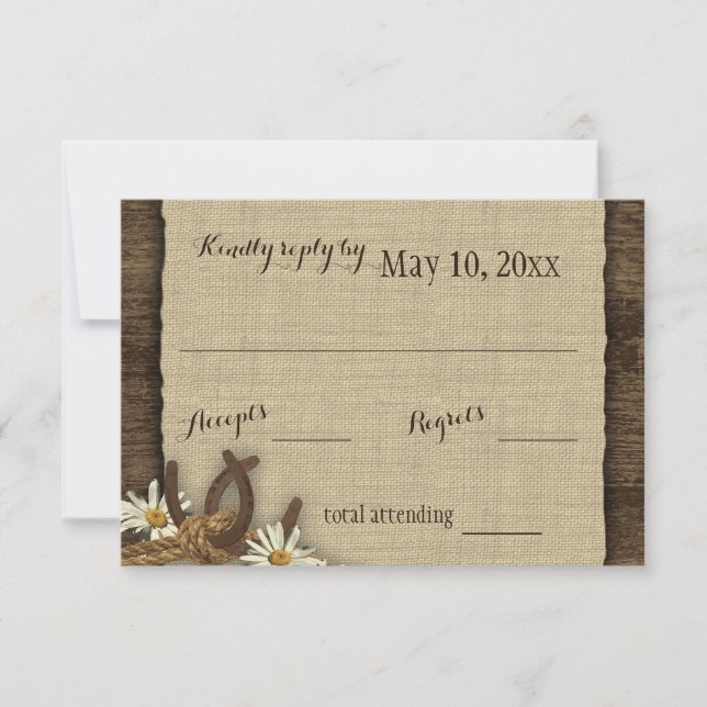 Horseshoes and Daisies Rustic Burlap Response (Front)