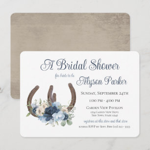 Horseshoes and Flowers Barn Wood Bridal Shower Inv Invitation