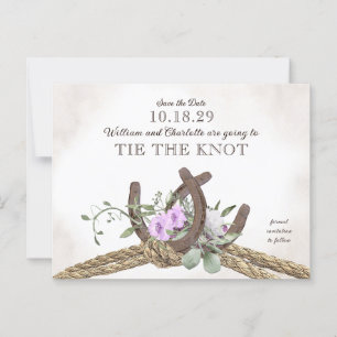 Horseshoes and Rope Floral Save The Date Postcard