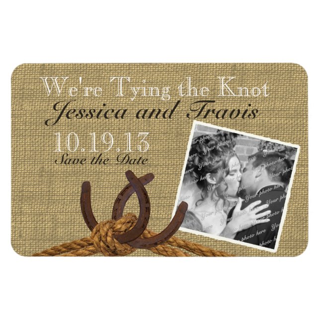 Horseshoes and Rope Photo Save the Date Magnet (Horizontal)