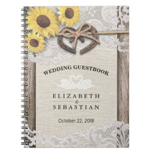 Horseshoes Burlap Lace Sunflower Mariage livre d'o