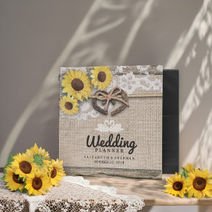 Horseshoes Burlap Lace Sunflowers Wedding Planner Binder