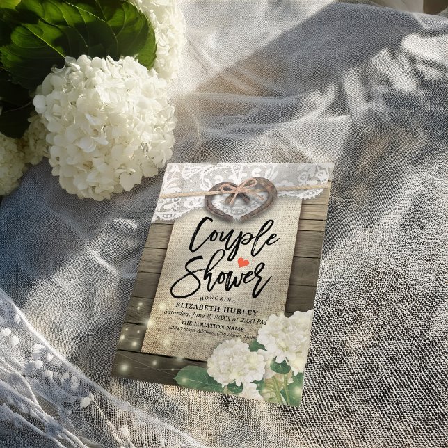 Horseshoes Hydrangea Couple Shower Wedding Shower Invitation (Creator Uploaded)