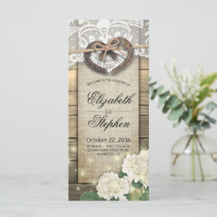 Horseshoes Hydrangea Flower Wood Country Wedding Program