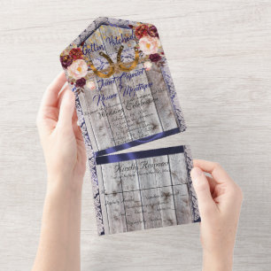 Horseshoes, Lace & Wildflowers Gettin' Hitched All In One Invitation