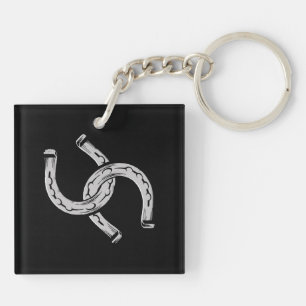 Horseshoes on Black Keychain