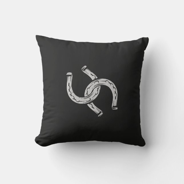 Horseshoes on Black Outdoor Pillow (Front)
