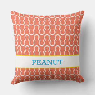 Horseshoes Orange Pet NAME Horse PHOTO Keepsake Throw Pillow