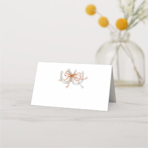 Horseshoes orange ribbon watercolor wedding place card