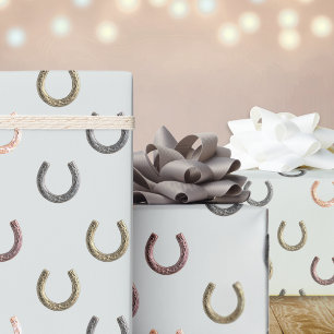 Horseshoes Patterned Horse Rider Equestrian Wrapping Paper