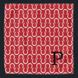 Horseshoes Red Pet Initial Horse Equestrian Show Bandana<br><div class="desc">Horseshoe pattern in dark red, white with custom INITIAL in black. Easy to personalize text, text colour, font. Fun Bandana for any horse lover, cowboy, polo match, barn hand, pet scarf, show accessory, horse memorial, event favour. Unisex, multi use. A Timeless Keepsake. Mix and match entire Horses / Pets /...</div>