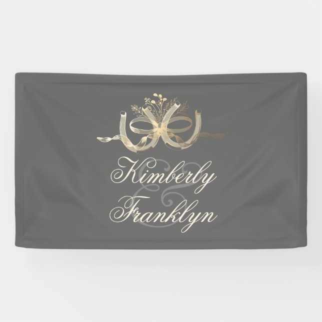 Horseshoes Rustic Country Wedding Banner (Horizontal)