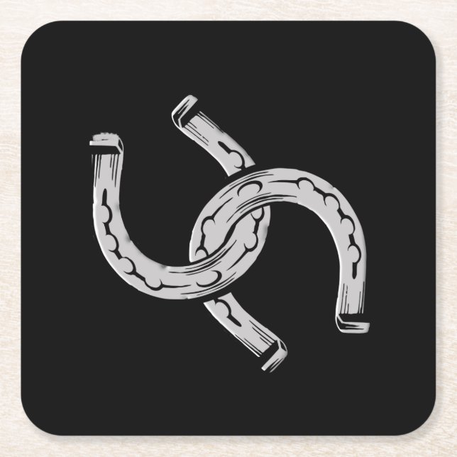 Horseshoes Square Paper Coaster (Front)