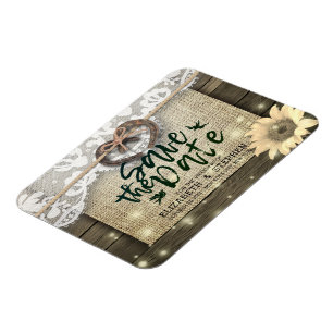 Horseshoes Sunflower Country Wedding Save The Date Magnet