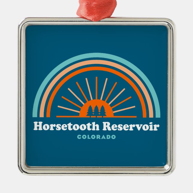 Horsetooth Reservoir Colorado Rainbow Metal Ornament (Front)