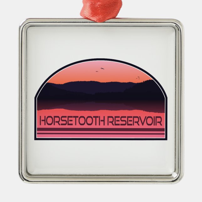 Horsetooth Reservoir Colorado Red Sunrise Metal Ornament (Front)