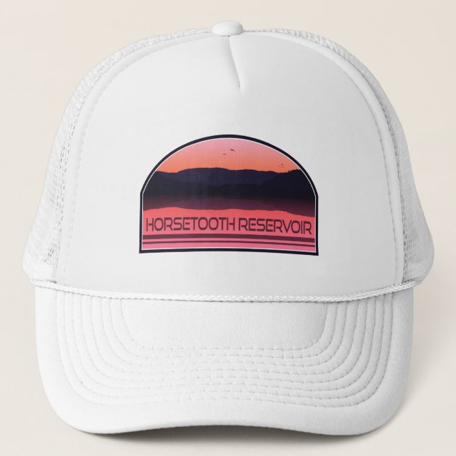Horsetooth Reservoir Colorado Red Sunrise Trucker Hat (Front)