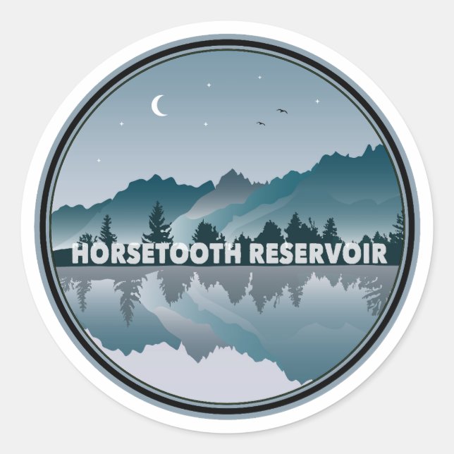 Horsetooth Reservoir Colorado Reflection Classic Round Sticker (Front)
