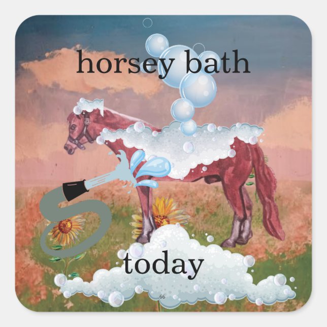 horsey bath square sticker (Front)