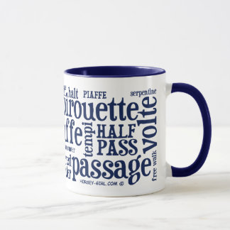 Horsey-Girl's Dressage Terms Mug in Navy Blue