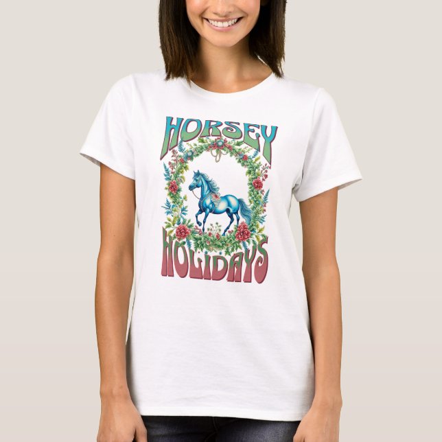 Horsey Holidays wreath design T-Shirt (Front)