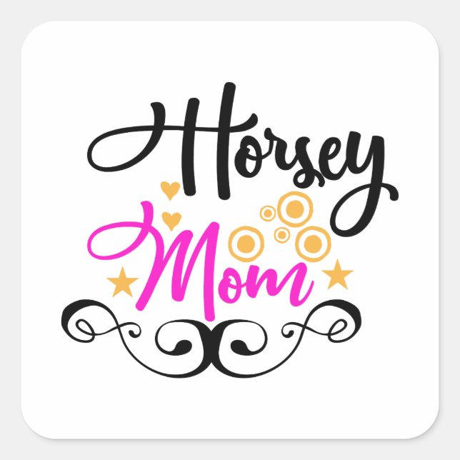 Horsey Mom Square Sticker (Front)