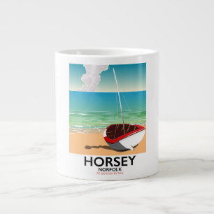 Horsey Norfolk Beach travel poster Large Coffee Mug