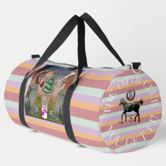 horsey prairie queen square sticker duffle bag