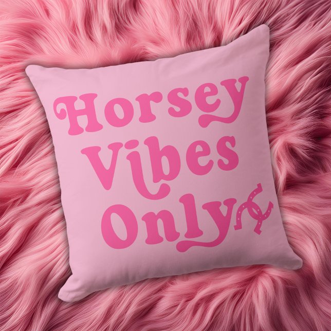 Horsey Vibes Only Retro Bold Typography Throw Pillow (Creator Uploaded)