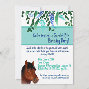 Horsing Around Flower Lover Brown Horse Invitation