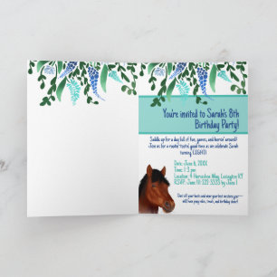 Horsing Around Flower Lover Brown Horse Invitation