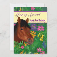 Horsing Around Flower Lover Brown Horse