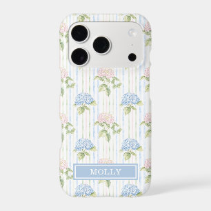 Hortensia Bleu Aquarelle Rayures Personnalisé