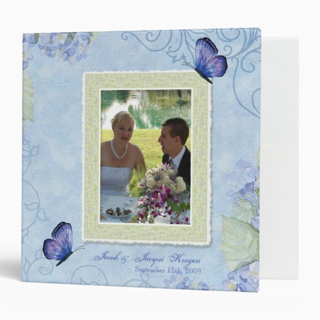 Hortensia bleu, épousant le classeur d'album (Devant/intérieur)