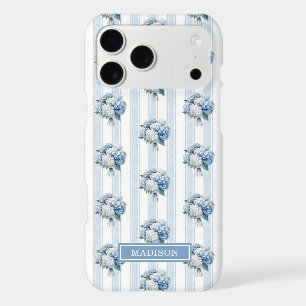 Hortensias bleus sur rayures