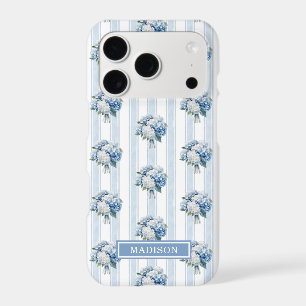 Hortensias bleus sur rayures