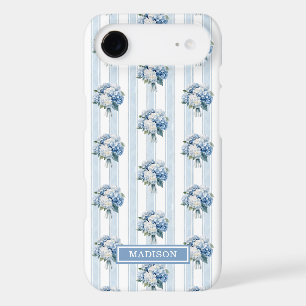 Hortensias bleus sur rayures