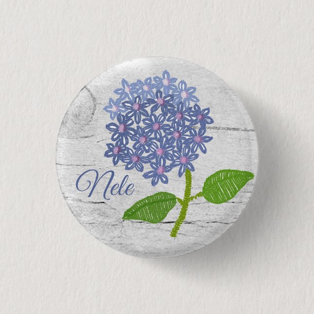  Hortensie, personalisiert  1 Inch Round Button (Front)