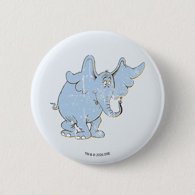 Horton Hears A Who | Horton Distressed 2 Inch Round Button (Front)