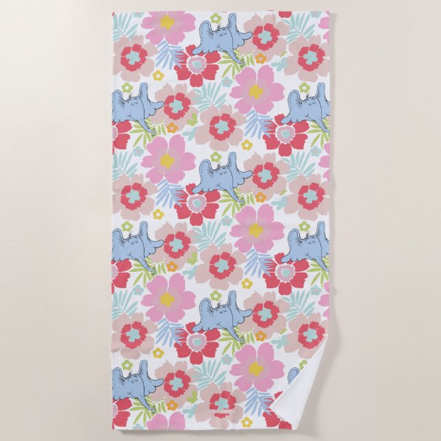 Horton Hears A Who | Pastel Flower Pattern Beach Towel (Front)