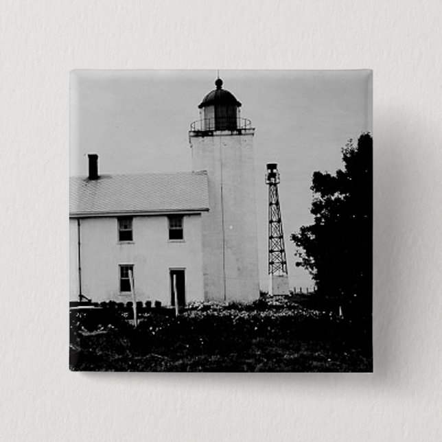 Horton Point Lighthouse 2 Inch Square Button (Front)