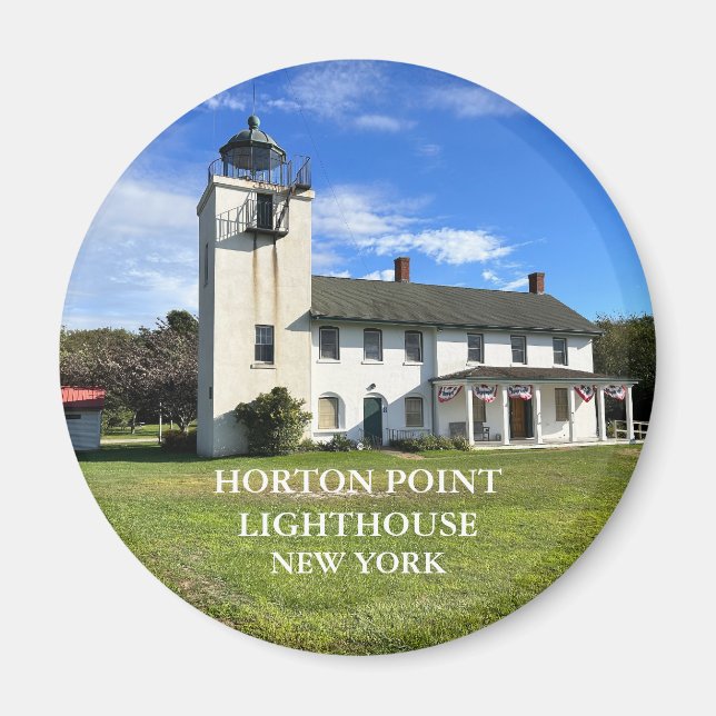 Horton Point Lighthouse, New York Round Magnet  (Front)