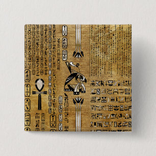 Horus - Egyptian Hor- Gold and Pearl 2 Inch Square Button